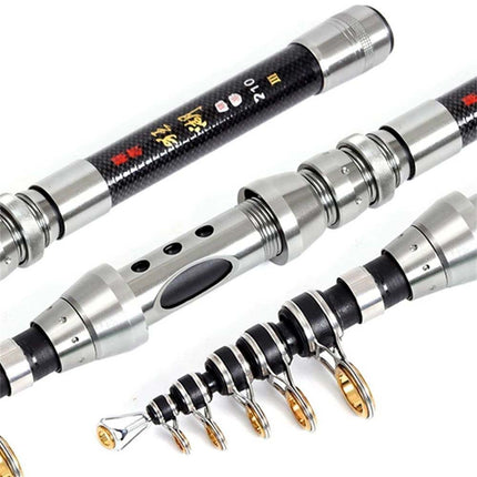 Portable Carbon Fiber Telescopic Fishing Rod Travel Spinning Pole Sea Fresh