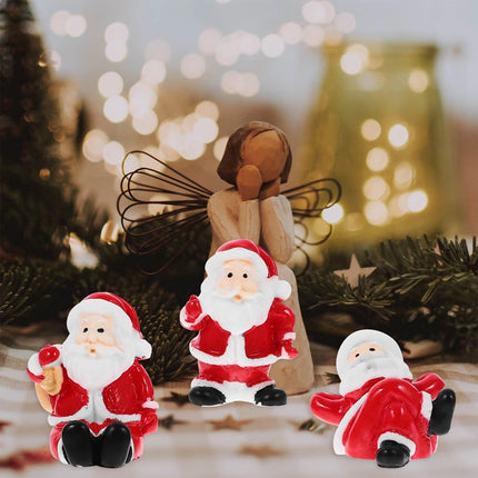 12Pcs Random Santa Mini Figurines Christmas Ornaments Indoor Decor