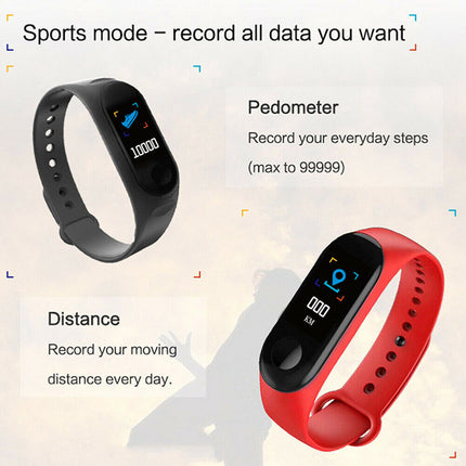 Bluetooth Activity Tracker Watch Heart Rate Monitor Smart Bracelet Pedometer