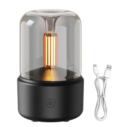 Vintage Black USB Plug-In Candlelight Aroma Diffuser Humidifier 120ml