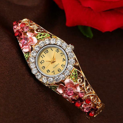 Elegant Rhinestone Bracelet Watch for Women, Analog Wristwatch