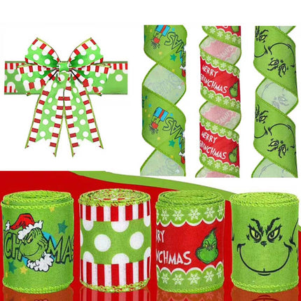 4pcs Christmas Wired Ribbon 2.5In 20Yards for Wreaths Bows DIY