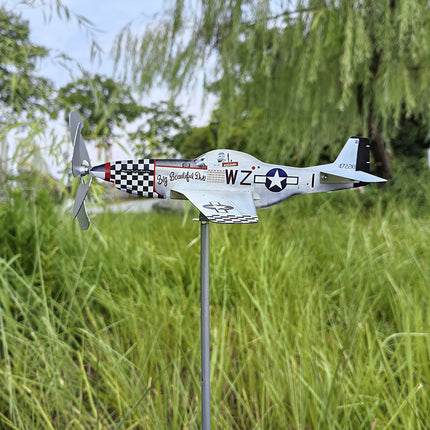 Compass Weather Vane Garden Decoration with Airplane Wind Spinner Windmill