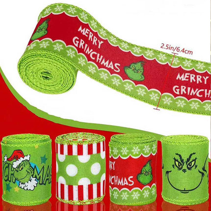 4pcs Christmas Wired Ribbon 2.5In 20Yards for Wreaths Bows DIY
