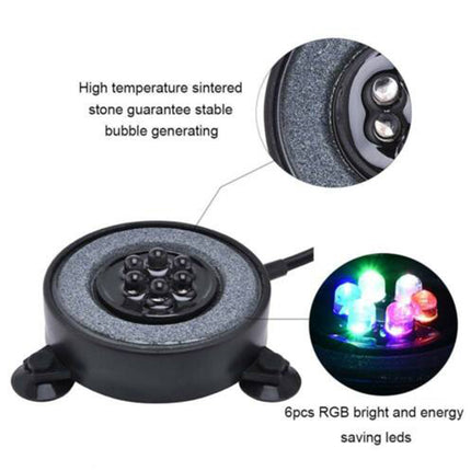 7 Color LED Air Stone Disk Aquarium Bubble Light Fish Tank Lamp