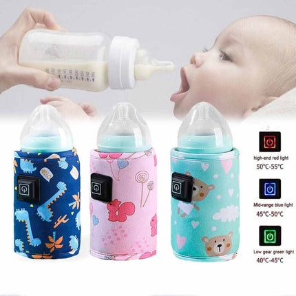 USB Travel Baby Bottle Warmer Bag, Portable Thermostat Milk Heater
