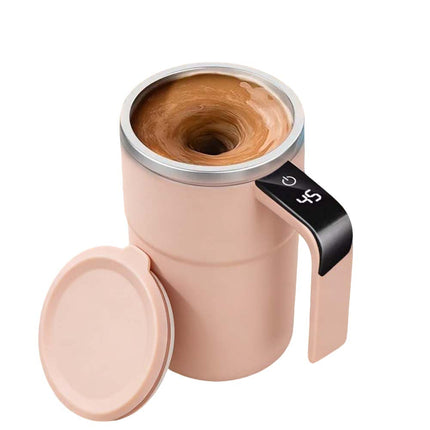 Pink Women's Self Stirring Coffee Mug, Electric Magnetic Rechargeable Auto Mixing Cup