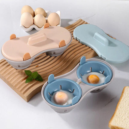 Microwave Double Cup Egg Poacher, Steamer & Boiler for 2 Eggs