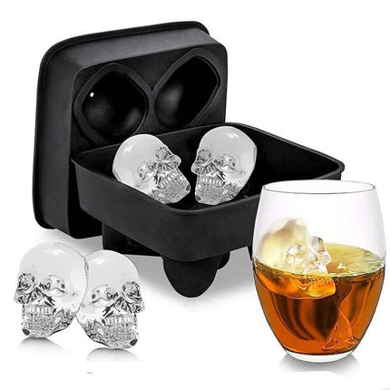 3D Skull Silicone Ice Jelly Cube Mold, Chocolate Tray Maker for Bar Party