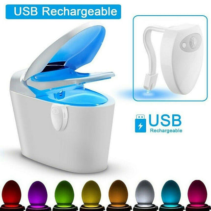 16 Color LED Toilet Night Light USB Rechargeable Waterproof Motion Sensor