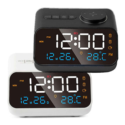 LED Digital Alarm Clock with Calendar, Temperature, FM Radio & Snooze