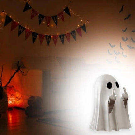 Funny Middle Finger Ghost Statue 9CM Halloween Resin Figurine Home Decor