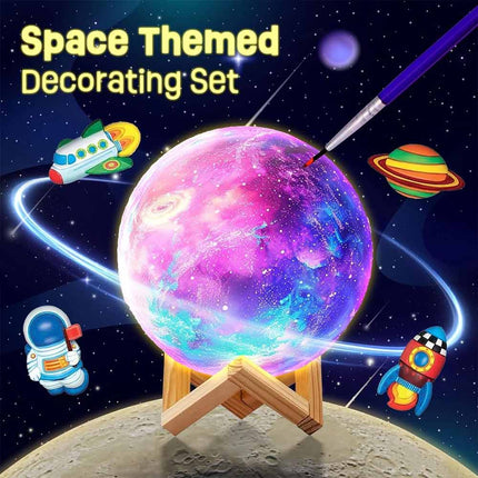 DIY 3D Moon Lamp Kit for Ages 3-12, Paint Your Own Cool Gift for Boys Girls