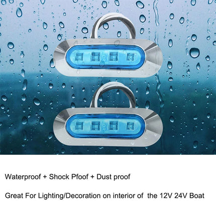 4X Blue LED Courtesy Lights 12V 24V Marine Boat Cabin Deck Stair Walkway