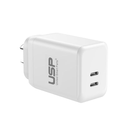 45W GaN Super Fast 2-Port USB-C Wall Charger for iPhone iPad Samsung