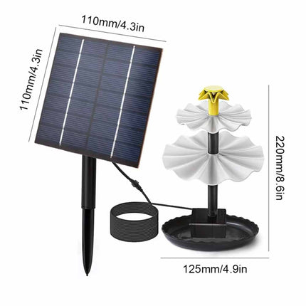 3-Tier Solar Bird Bath Fountain with Pump and Solar Panel for Garden