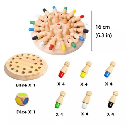Wooden Memory Match Stick Chess Game Board Puzzle Montessori Toy