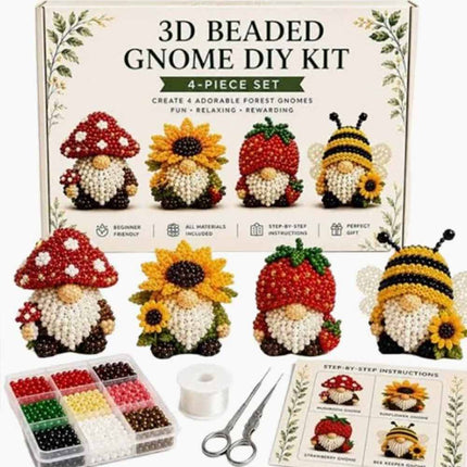 3D Beaded Gnome Craft Kit, DIY Handmade Bead Art Set for Teens & Adults