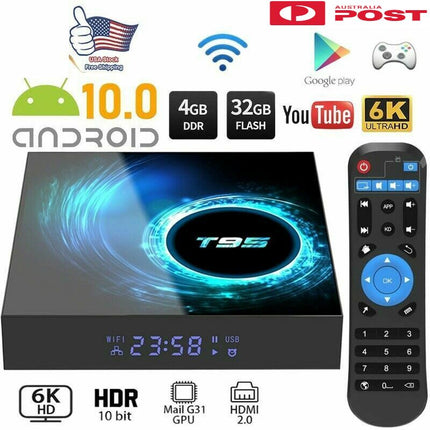 T95 TV Box 4GB 32GB Android 10.0 Quad Core HD 6K WiFi 5G Media Player