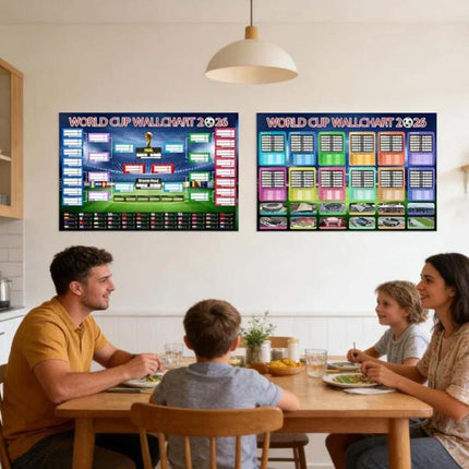 2X 2026 World Cup Football Wall Chart 87x58cm Foldable Schedule Poster