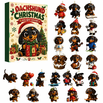 2026 Dachshund Advent Calendar 24 Days Christmas Countdown Acrylic Ornament