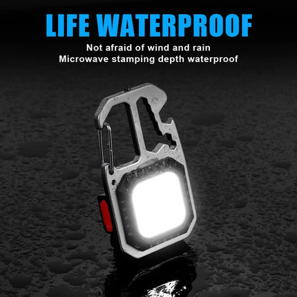 1x USB Rechargeable LED COB Work Light Mini Magnetic Keychain Torch Lamp