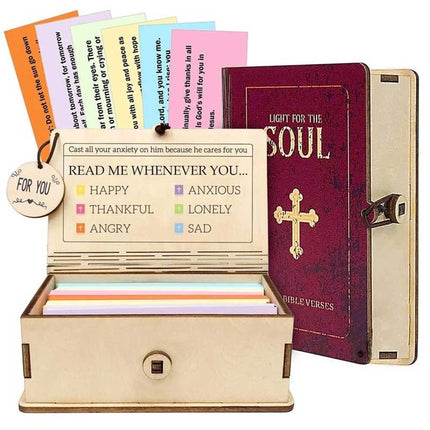 150PCS Bible Verse Cards Handmade Wooden Box Daily Scripture Verses