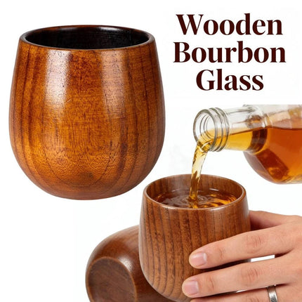 Original Wooden Whiskey Glass 240ml, Handcrafted Bourbon Drinking Cup