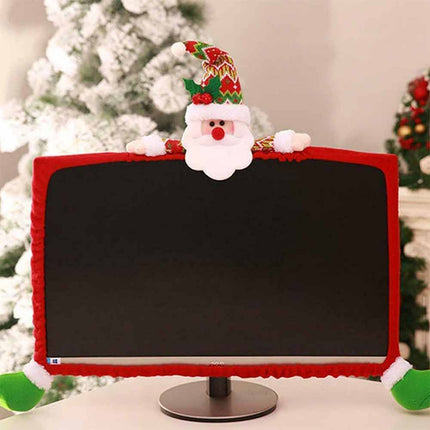 Christmas Computer Monitor Cover Xmas Decoration for Office Decor