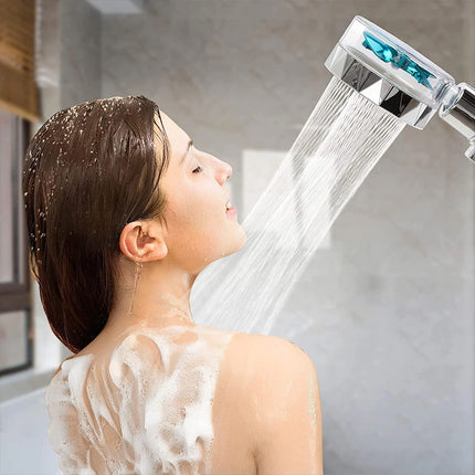 High Pressure Turbo Jet Shower Head, 3 Free Filters, Water Saving 360°