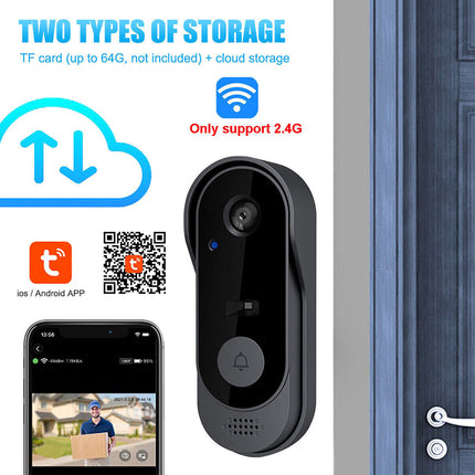 Wireless Smart Doorbell with WiFi Tuya Security Camera Phone Ring Alert