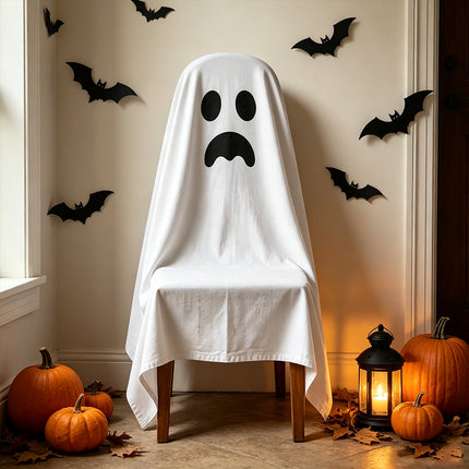 Halloween Skull Pattern Chair Cover, Dining Seat Protector 120x200cm