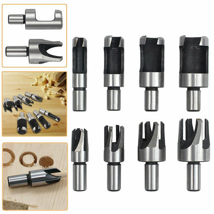 8PCS Wood Plug Cutter Dowel Making Kit Drill Tenon Woodworking Tools
