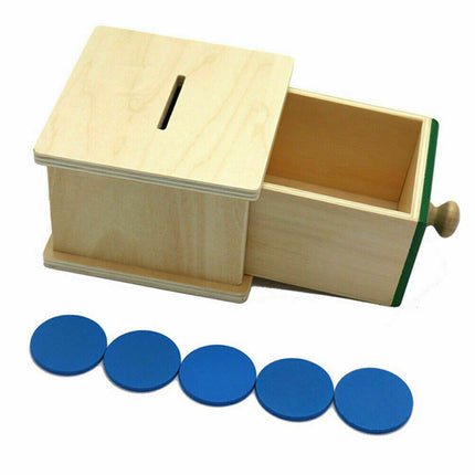 Wooden Object Permanence Box Coin Ball Toy Educational Early Learning