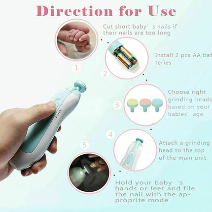 6 in 1 Electric Nail Trimer Infant Newborn Safe Grinder Clipper Tools Set