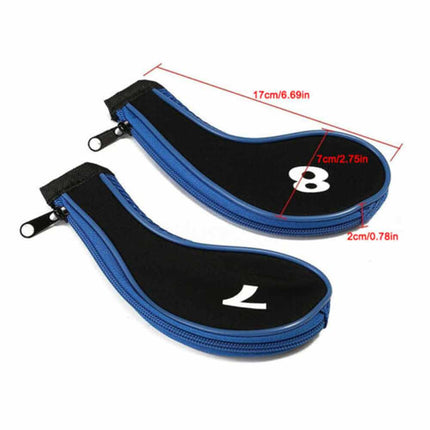 12 Pack Golf Iron Head Covers, Neoprene Long Neck Zipper 3-9 A SW PW LW