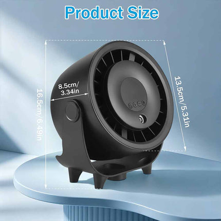 Portable 6000mAh USB Misting Desk Fan, Rechargeable Cooling Fan Black