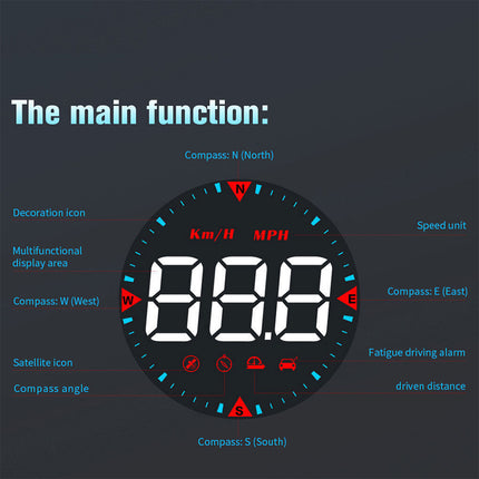 Universal G5 HUD GPS Speedometer Car Head Up Display with Speed Alarm
