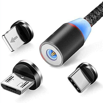 2PCS Magnetic USB-A to USB-C/Micro LED Charging Cable 1M/2M for iPhone Samsung
