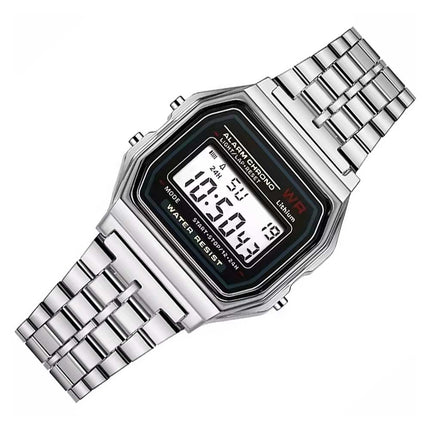 Unisex Retro Digital Watch Silver Bracelet New with Watch Box