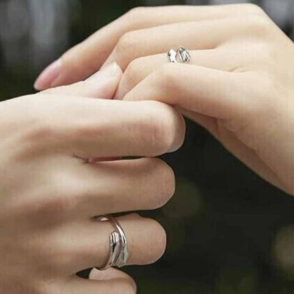Adjustable S925 Sterling Silver Hug Ring Open Finger Women's