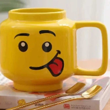 Funny Ceramic Smile Face Block Mug Cartoon Coffee Tea 250ml