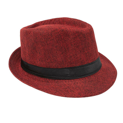 Men Women Summer Fedora Hat Straw Trilby Beach Sun Panama Cap Brim