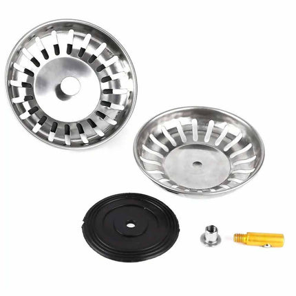2 Pack Stainless Steel Kitchen Sink Drain Strainer Waste Plug Stopper
