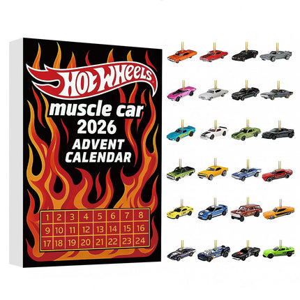 2026 Advent Calendar 24 Days 2D Muscle Toy Car Acrylic Trim Set
