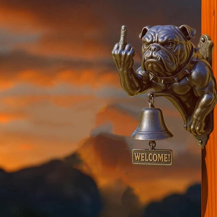 Funny Rustic Bulldog Doorbell, Cast Iron Door Ring with Character