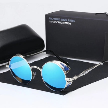 Men Women Steampunk Round Polarized Sunglasses UV400 for Driving Retro