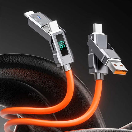 4-in-1 USB C Cable with Digital Display, 100W PD Fast Charging for iPhone & Android