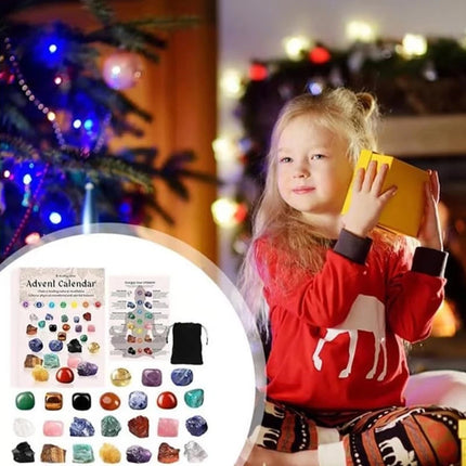 Christmas Crystal Advent Calendar 2025, 24 Healing Crystals Countdown Box
