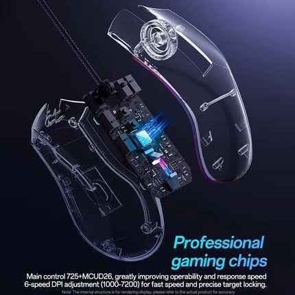 RGB Wired Gaming Mouse 7200 DPI 6 Programmable Buttons Optical PC Laptop